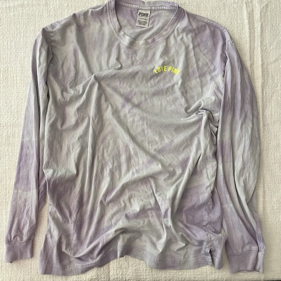 Victoria's Secret Tops - Victoria Secret PINK Campus T Shirt Purple Tie Dye Long Sleeve Women's Large